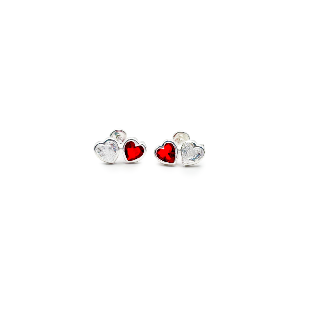 Broquel de Plata .925 con Zirconia, Corazones